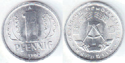 1982 East Germany 1 Pfennig (Unc) A008417